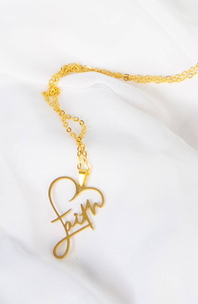 Faith Heart Necklace - Gold
