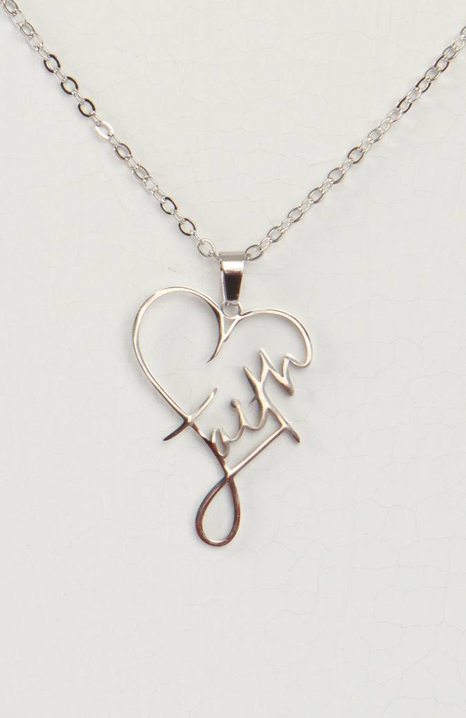 Faith Heart Necklace - Silver