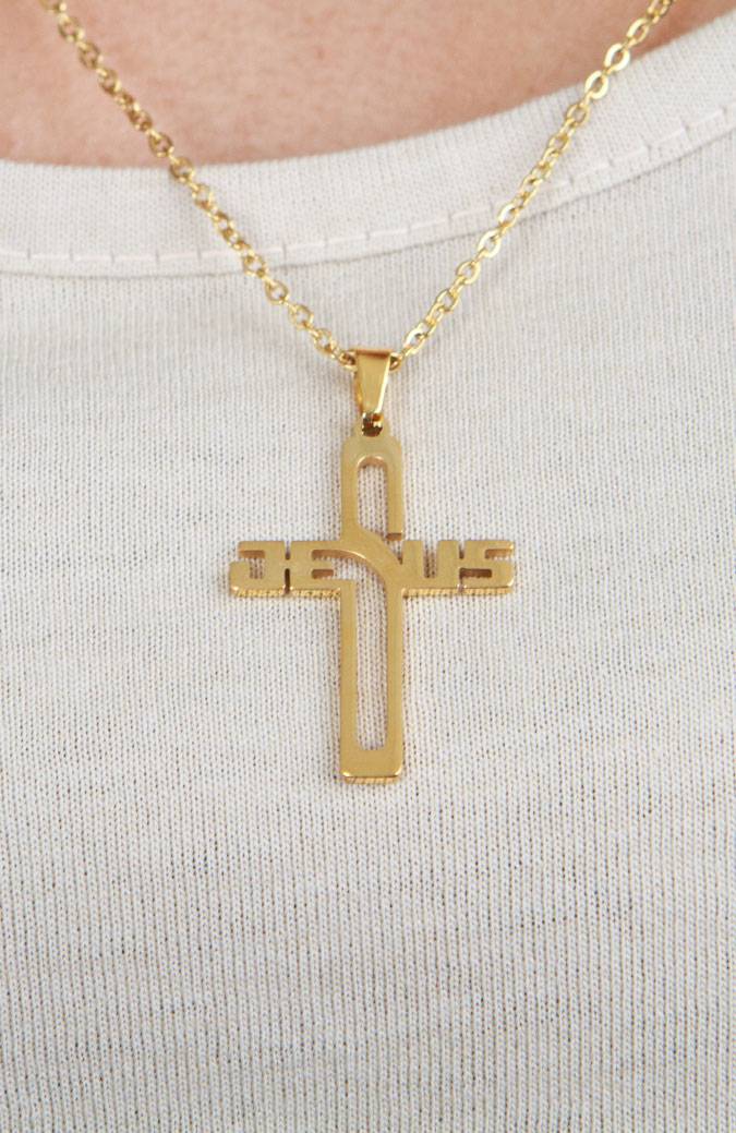 Jesus Cross Necklace - Gold