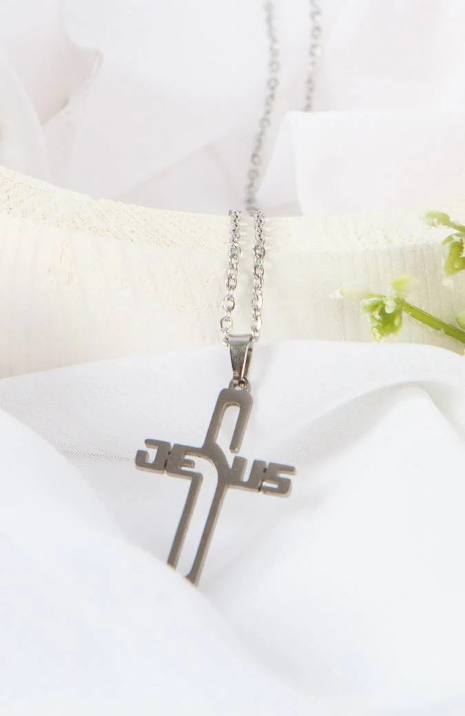 Jesus Cross Necklace - Silver