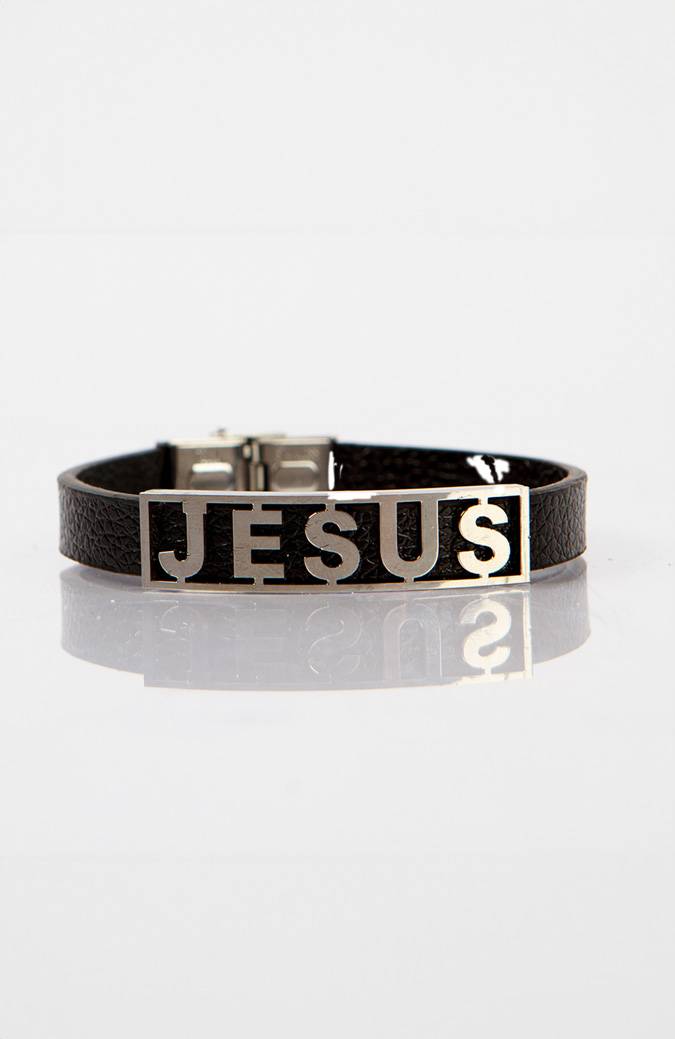 Leather Jesus Bracelet