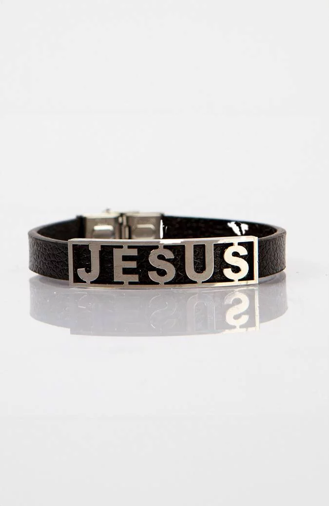 Leather Jesus Bracelet