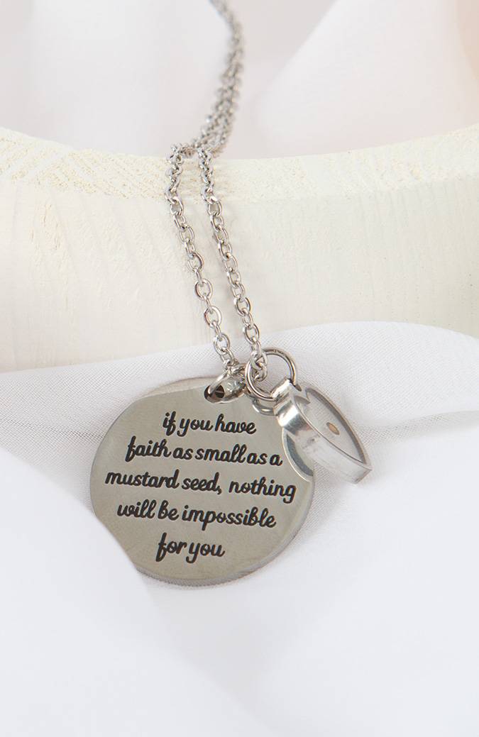 Mustard Seed Scripture Necklace - Silver