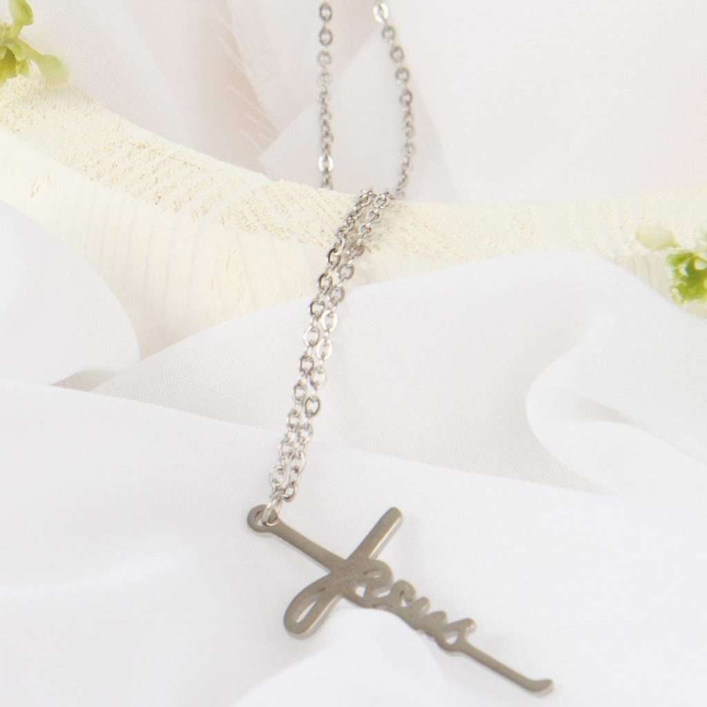 Jesus Script Necklace Silver - Still Waters Apparel