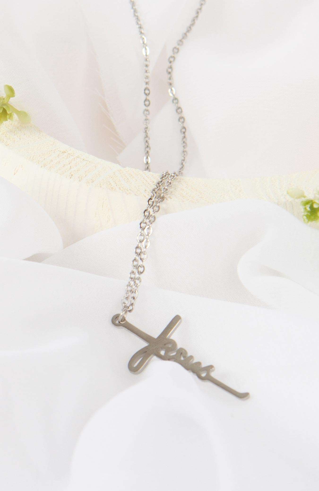 Jesus Script Necklace Silver - Still Waters Apparel